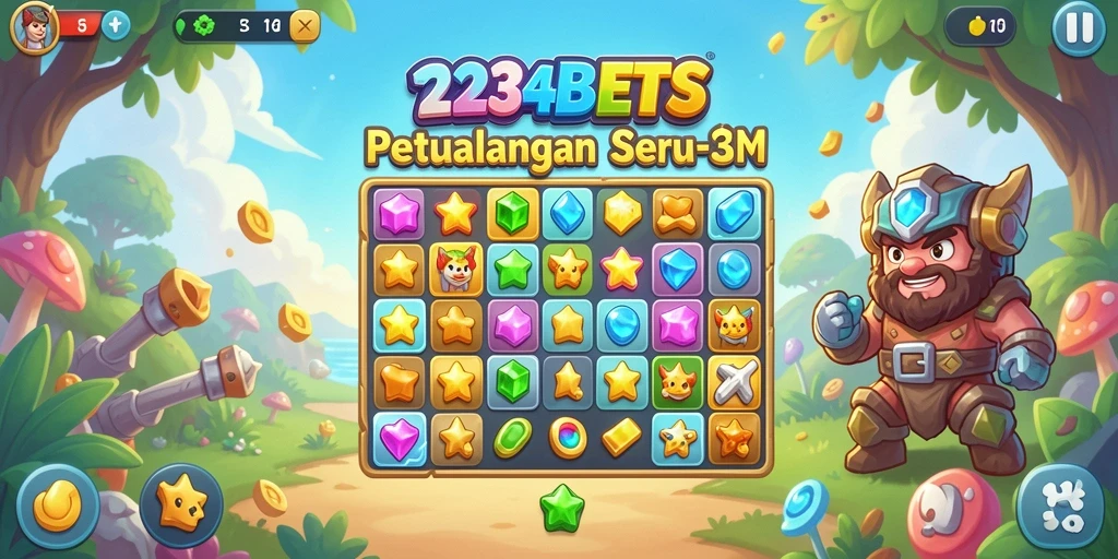 Tampilan menarik dalam gameplay 1234BETS Match-3 yang seru.