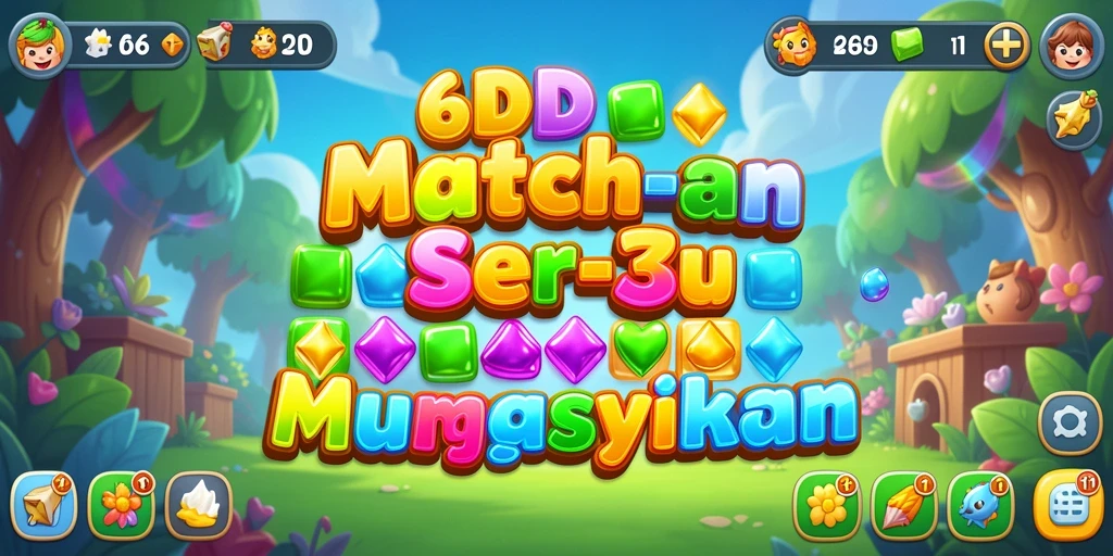 Tampilan gameplay 66D yang penuh warna dalam suasana Match-3.