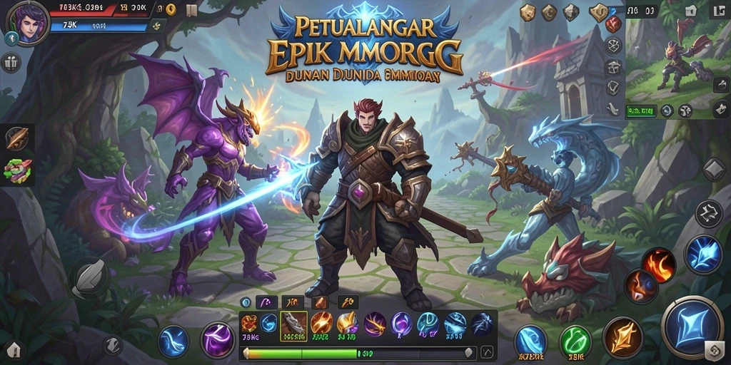 Screenshot menampilkan aksi seru dalam pertarungan MMORPG.