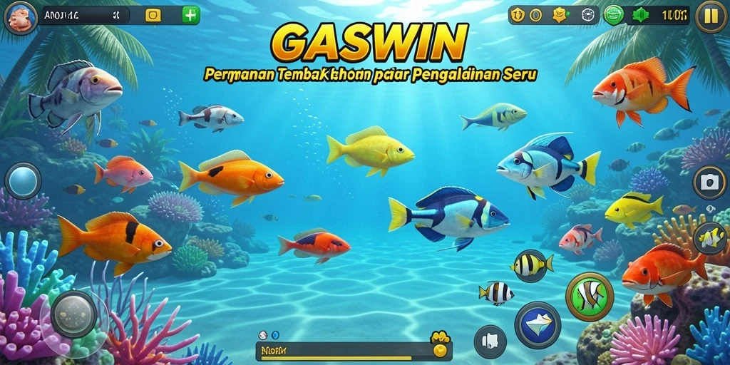 Tampilan gameplay GASWIN dengan tembak ikan yang seru.