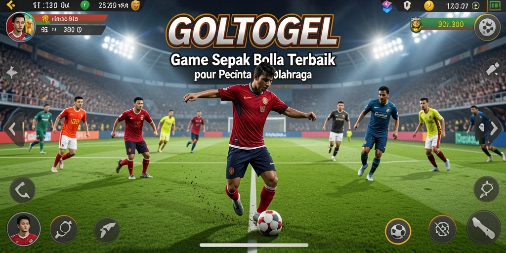 Tampilan gameplay GOLTOGEL yang mendebarkan di lapangan sepak bola.