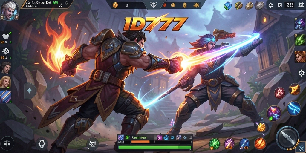 Tampilan gameplay menarik dari ID777 yang menampilkan pertarungan MOBA.