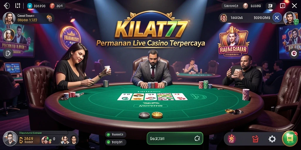 Screenshot gameplay KILAT77 menampilkan dealer langsung dalam aksi.