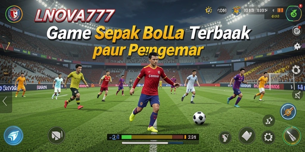 Tampilan gameplay LNOVA777 dengan aksi sepak bola yang mendebarkan.