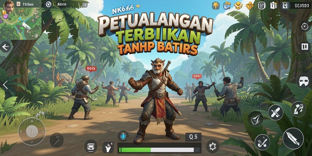 Tangkapan layar gameplay NK666 menampilkan petualangan di dunia terbuka yang luas.